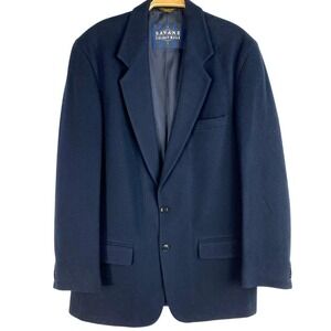 Savane Classic Navy Mens Wool Blazer Sport Coat Jacket Size 40L Blue Friday Wear